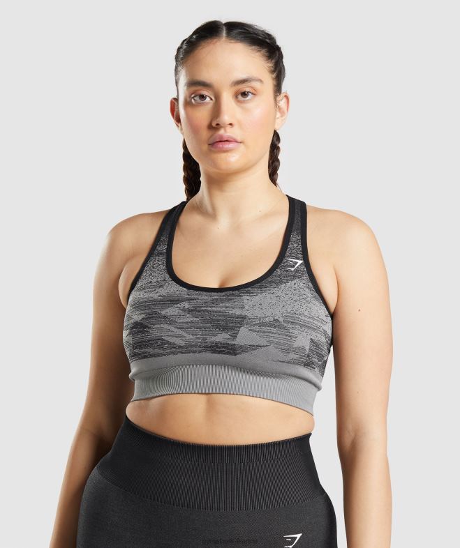 Gymshark adapter le soutien-gorge de sport sans coutures ombre triangle | impression noire femmes 6HF28198